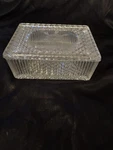 Early American Pressed Glass (eapg) Trinket Box With Patterned Lid.. Fixed Price $30.00.