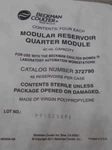 Beckman Coulter 372790 Reservoir Quarter Module 40ML Cap. - Box Of 10. Fixed Price $31.99.