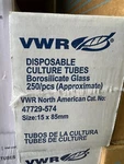 Vwr 47729-574 15X85MM 10ML Culture Tubes Box Of 250. Fixed Price $35.00.