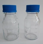 Hybex Media Bottles, 250 Ml, Clear Laboratory Glassware W/ Lids. Fixed Price $19.95.