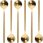6 Pcs Coffee Spoons Stainless Steel Tea Round Dessert Long Handle. Fixed Price $7.52.
