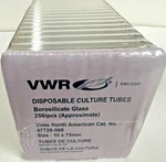 Vwr 47729-568 Glass Culture Tubes 10X75MM 3ML Box Of 250. Fixed Price $35.00.