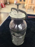 Wheaton Apothecary Specimen Glass Jar W/screw Iron Clamp Top Pharmacy Bottle 10". Fixed Price $75.00.
