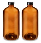 Pack Of - 32OZ Amber Glass Bottle W/ Phenolic Cap Fda Compliant. Fixed Price $18.99.