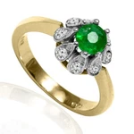 14K Solid Yellow And White Gold Genuine Diamond & Emerald Ring #R2144. Fixed Price $1758.90.