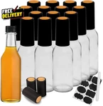 Hot Sauce Bottles With Black Caps 16 Pack 5 Empty Glass Woozy Bottle.. Fixed Price $24.12.