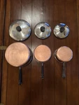 Revere Ware Copper Bottom 6-PIECE Sauce Pan & Lid Bundle Clintonville Ill. Usa. Fixed Price $45.00.
