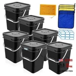 Pcs 5 Gallon Square Bucket With Lid,industries Barrels And 6 Black. Fixed Price $119.75.