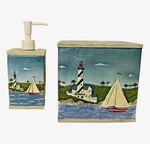 Warren Kimble Coastal Breeze Tissue Box Cover / Lotion Set 2 Lighthouse Vtg Rare. Fixed Price $59.95.