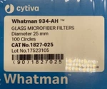 Cytiva Whatman Grade 934-AH Glass Microfiber Filter Circle 2.5 Cm 100 Pack. Fixed Price $86.78.