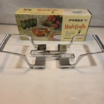 Vintage Pyrex Magic Cradle No. 78 Adjustable Casserole Dish Holder Nos With Box. Fixed Price $42.00.
