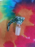 Thick Glass 14MM Single Hole Bong Slide Bowl Piece W/ Wigwag & Horn Handle. Fixed Price $12.99.