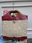 Brighton Rattan Straw Red Leather Bag Purse (140. Fixed Price $63.99.