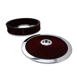 14" X 3" Round Steel Air Cleaner Kit, Red Washable Filter, Recessed Base - Chrom. Fixed Price $60.00.
