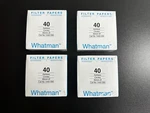 Whatman Quant Filter Paper, Ashless, Grade 40 Circles, Diam. 90 Mm, Pk Of 100. Fixed Price $50.00.