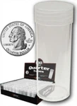 Lot Of 20 Bcw Round Clear Plastic Quarter Coin Tubes W/ Screw-on Cap. Fixed Price $13.99.