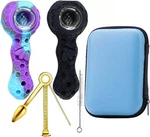 Silicone Smoking Pipe 4.3" With Glass Bowl And Clean Tool-honeycomb Bee (black). Fixed Price $12.59.