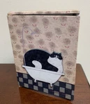 Black Kitty Cat Bath Tub Warren Kimble Trinket Small Storage Box - No Cards. Fixed Price $8.99.