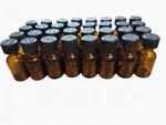36 Pack Amber Glass Boston Round 20ML Bottles W/ Childproof Black Caps Push Tab. Fixed Price $7.15.