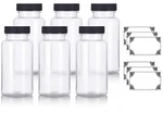 (6 Pack) 5 Oz Clear Plastic Pet Packer Bottle With Black Ribbed Lid + Labels. Fixed Price $21.87.