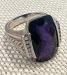 David Yurman Wheaton Sterling Silver Ring Large Amethyst & Diamond Size 9. Fixed Price $450.00.