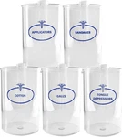 Clear Sundry Jars, Labeled, Unbranded, Of 5 Each Piece Set,. Fixed Price $50.70.
