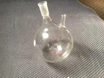 Pyrex Large Round Bottom Flask With Thermometer Well. Fixed Price $25.00.