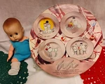 Set Of (3) American Atelier Pink Poodle Plates Porcelain Canape Dessert Gold Rim. Fixed Price $29.99.