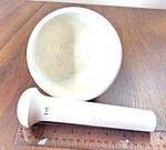 Vtg Pestle & Mortar Set Heavy Porcelain W/ Pour Spout Stamped Coors 520-3 D27. Fixed Price $14.99.