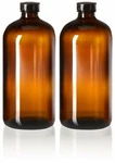 Pack - 32OZ Boston Round Amber Glass Growler With Phenolic Poly Cap. Fixed Price $20.78.