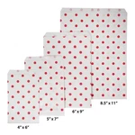 200 Of Our Kraft Flat Paper White Gift Bags With Red Or Silver Polka Dots. Fixed Price $14.95.