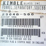 New Kimble Kimax 29048-500 Separatory Funnel W/o Stopcock. Fixed Price $19.00.