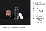 Thornton 2.5 Dram Clear Plastic Vial Container Small Collector Holder 1000X. Fixed Price $175.00.