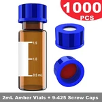 1000PCS 2ML 9-425 Autosampler Vials+caps Amber Glass Bottle Hplc Gc Screw Top Us. Fixed Price $83.69.