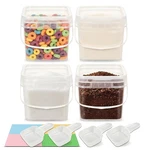 2L/60OZ 4 Pack Square Bucket With Lid & Handle, Clear Food Grade Heavy-duty S.... Fixed Price $29.72.