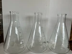 Lot Of 3, 1000ML Kimax Kimble Glass Graduated Heavy Duty Rim Erlenmeyer NO.26500. Fixed Price $50.00.
