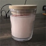 Pink Jar/container Candle Glass With Wax Wooden Lid, Single Pack. Fixed Price $15.00.