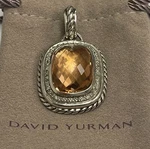 David Yurman Sterling Silver Wheaton Faceted Morganite & Diamond Pendant. Fixed Price $650.00.