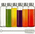 Brieftons Clear Glass Water Bottles With Caps: 6 Pack, 18 Oz Premium. Fixed Price $50.49.