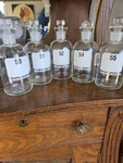 Wheaton Glass Apothecary Bottles With Stoppers - Laboratory Lot 5 Jar. Fixed Price $54.00.