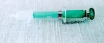Eisele Hypodermic Glass Syringe 2CC; Green; 1951 Original Package With Port. Fixed Price $25.00.