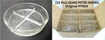 (12) Original Pyrex 3163-100 Quadrant Petri-dish 100MM 22MM Borosilicate. Fixed Price $99.50.