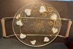 Vtg United Glass Industries Tray Designed With 22KT Gold. Fixed Price $110.00.
