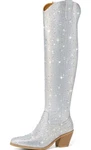 Buckle Samson Silver Rhinestone Knee High Western Boots Us 9 Eu 40. Fixed Price $125.00.