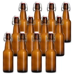 12OZ Flip Top Amber Glass Beer Bottles For Home Brewing - Set Of With Caps. Fixed Price $34.99.
