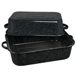 21 Inch Speckled Black Roasting Pan With Lid Dishwasher Safe American Made. Fixed Price $85.69.