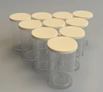 20 Dram (74ML) Clear Plastic Vial White Snap Cap 10 Per Pack With Labels. Fixed Price $24.50.
