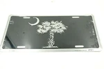 South Carolina Black/silver Palmetto Moon Aluminum License Plate Sign Tag. Fixed Price $10.99.