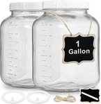2 Pack Wide Mouth 1 Gal Clear Glass Jar With Lid, Heavy Duty Airtight Screw. Fixed Price $38.49.