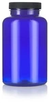 17 Oz Cobalt Pet Plastic Packer Bottle With Black Ribbed Lid. Fixed Price $18.99.